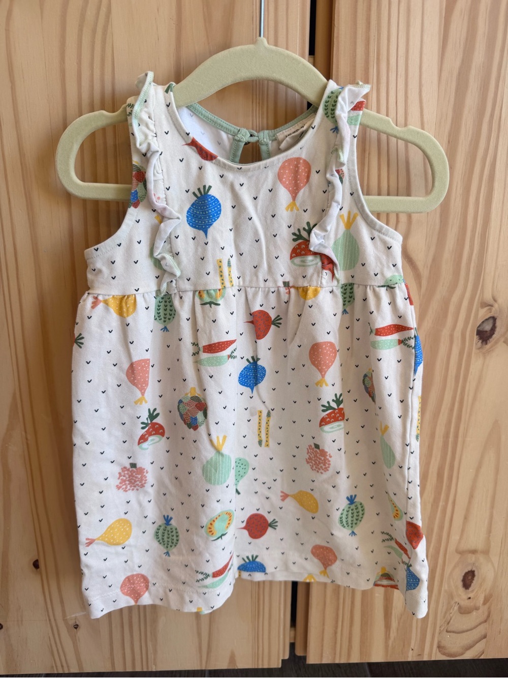 Girls Fruit Print Ruffled Dress - Multicolor